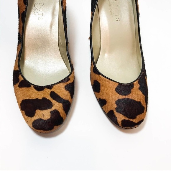 Talbots Brown Calf Hair Animal Print Leather Heels 6 - Picture 3 of 8